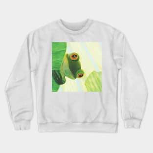 A frog lurking behind a leaf Illustration Crewneck Sweatshirt